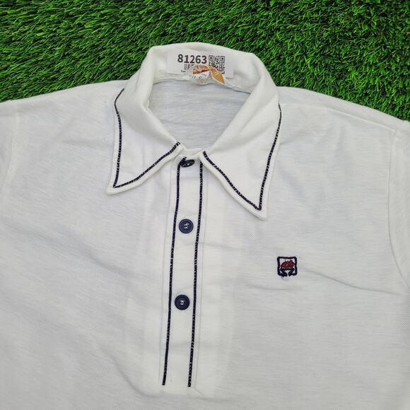 Vintage 80s Jantzen MOD Polo Shirt Small 18x28 White - Picture 3 of 11